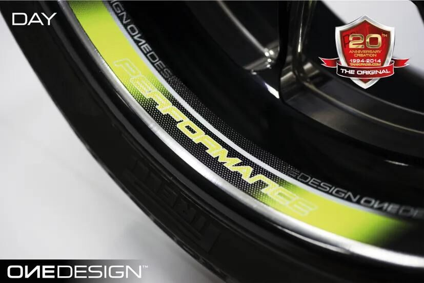 Print felgenrandaufkleber rim sticker 44x300mm 8pcs.yellow, flu
