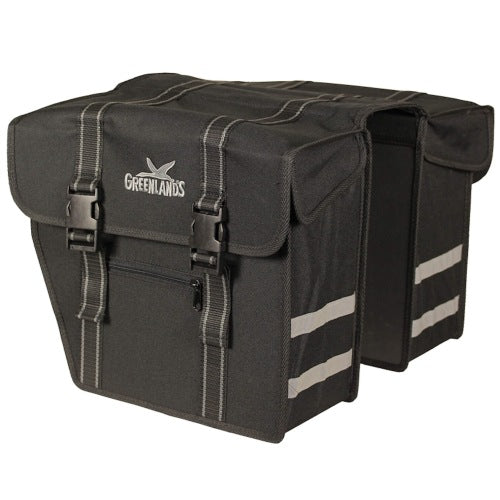 Greenlands Tas dubbel zwart-zwart. afmeting 36x32x18 cm (2x) 40L. afgeschuurde kanten