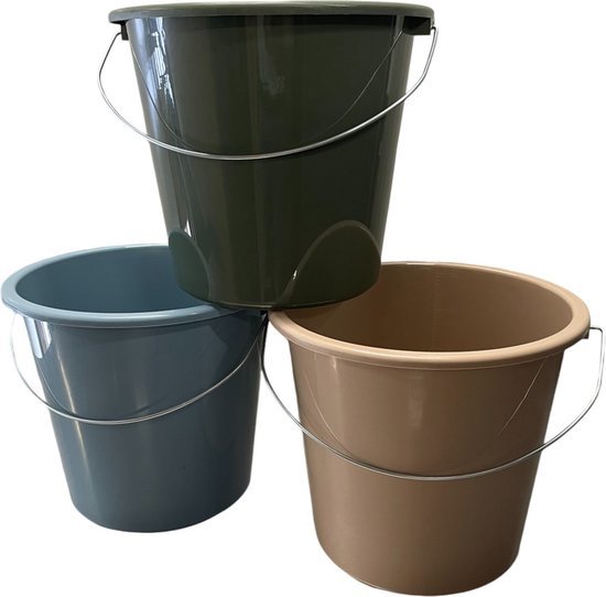 Huishoudemmer 10 ltr rood blauw groen