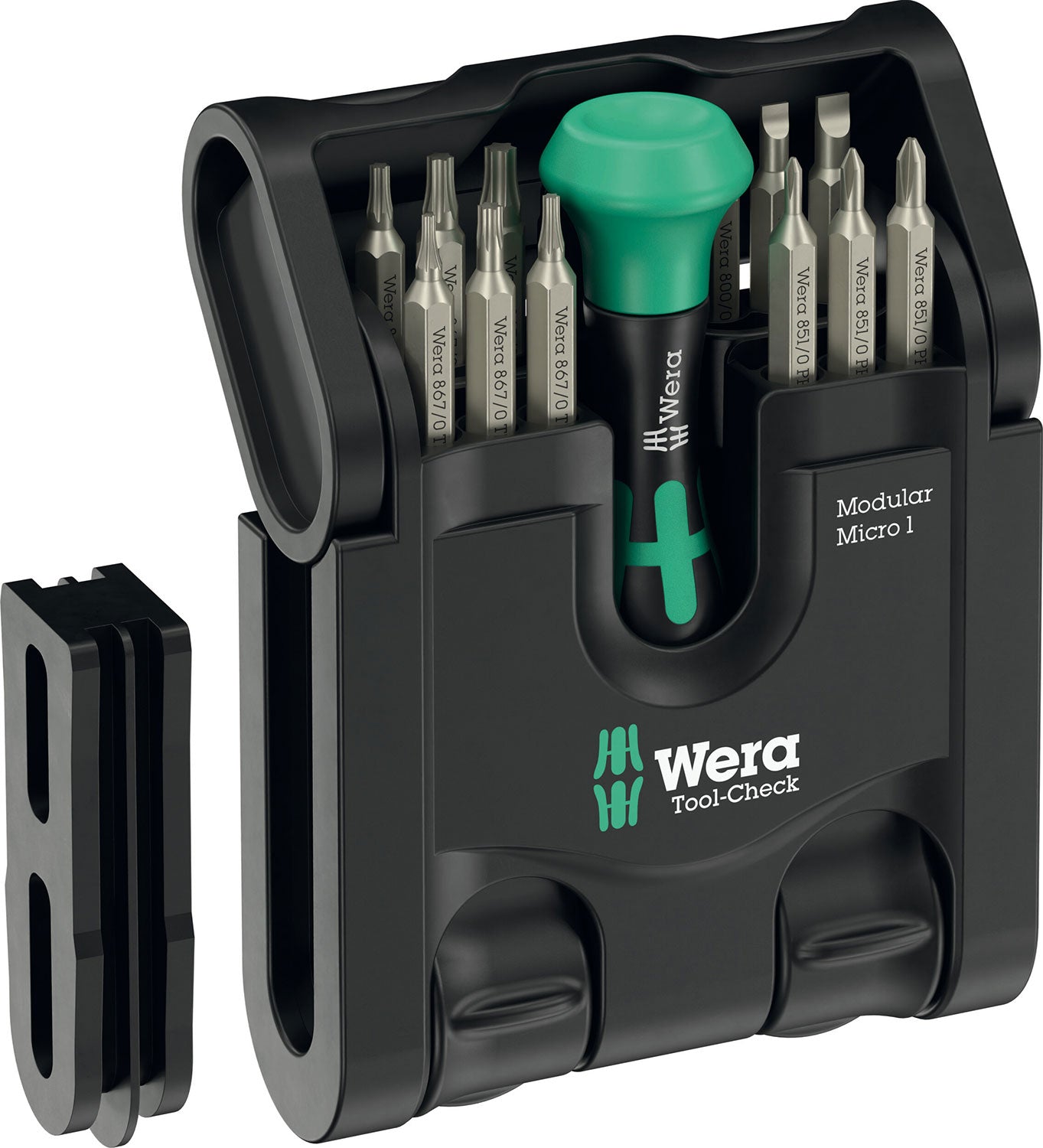 Wera tool-check modular micro 1, 21‑delig bitset (zwart groen)