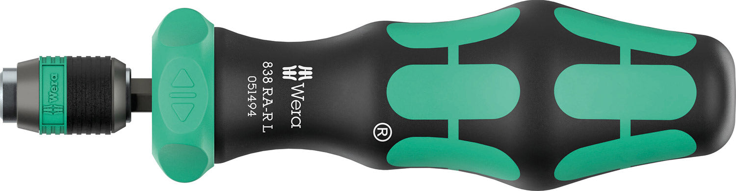 Wera 838 ra-r l bithandhouder met ratelfunctie, 1 4 schroevendraaier (zwart groen)