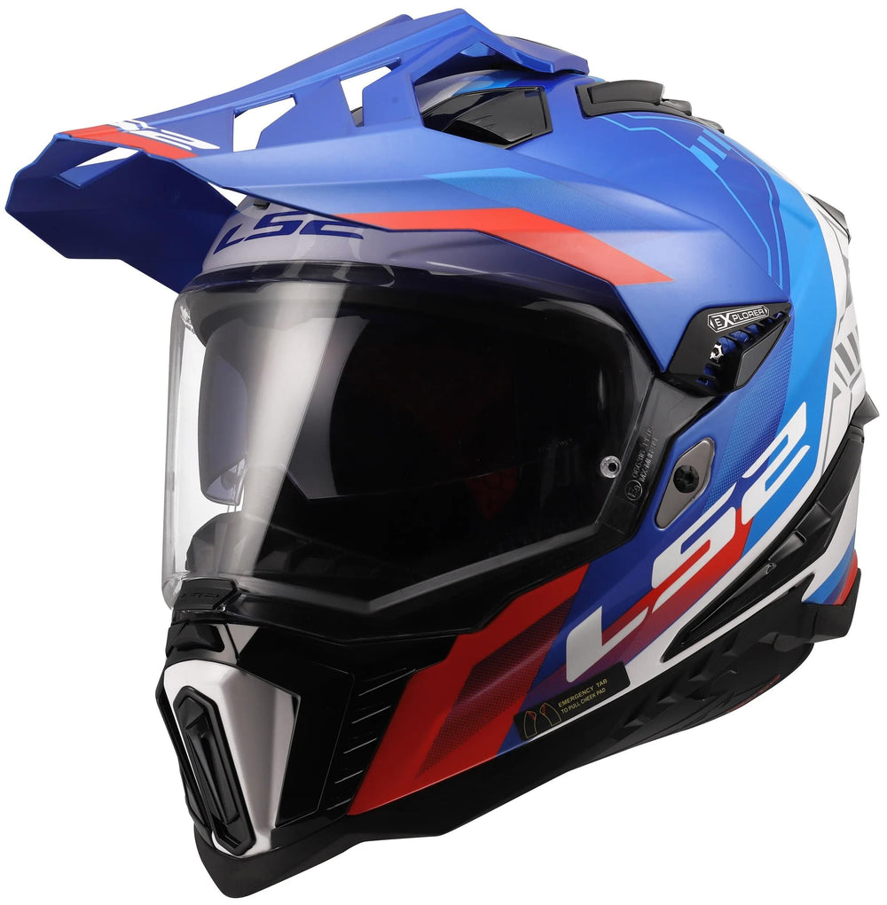 Ls2 endurohelm mx701 explorer hexa helmet mx701 explorer hexa white blue red m