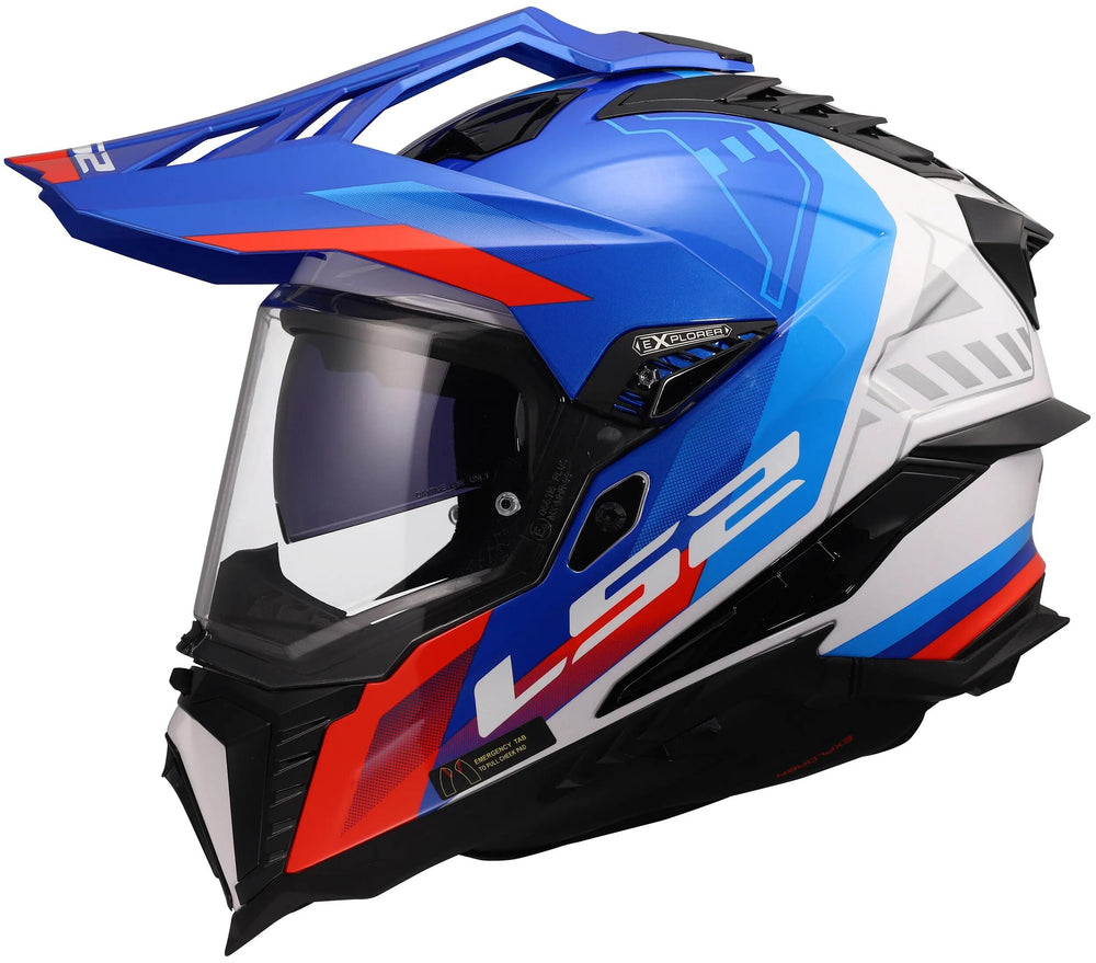 Ls2 endurohelm mx701 explorer hexa helmet mx701 explorer hexa white blue red xxl