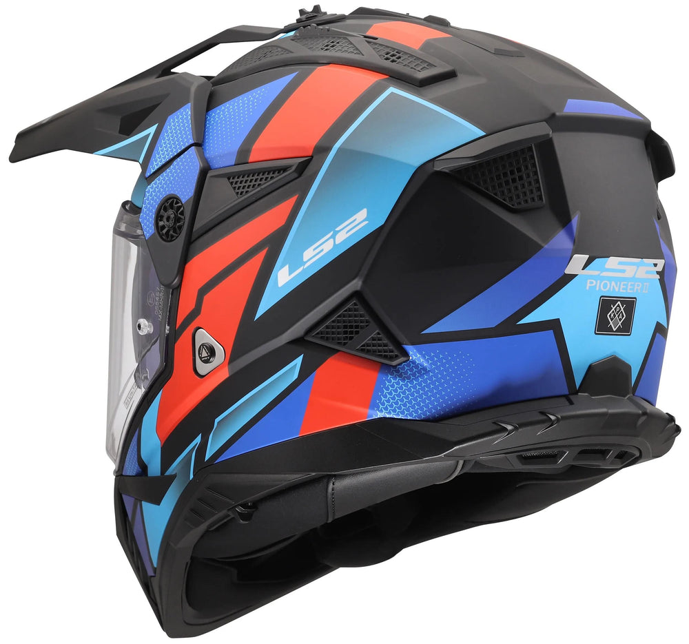 Ls2 endurohelm mx702 pioneer ii block helmet mx702 pioneer block matt black red blue