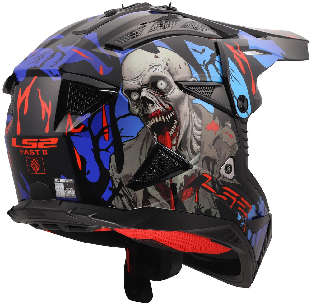 Ls2 crosshelm mx708 fast ii zombie helmet mx708 fast ii zombie black red blue gr.