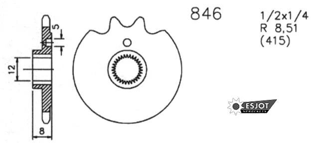 Esjot aandrijfrondsel 0846 sprocket 415 13z standard