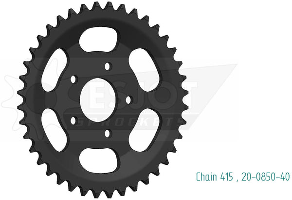 Esjot achtertandwiel 0850 chain wheel 415 40z steel black
