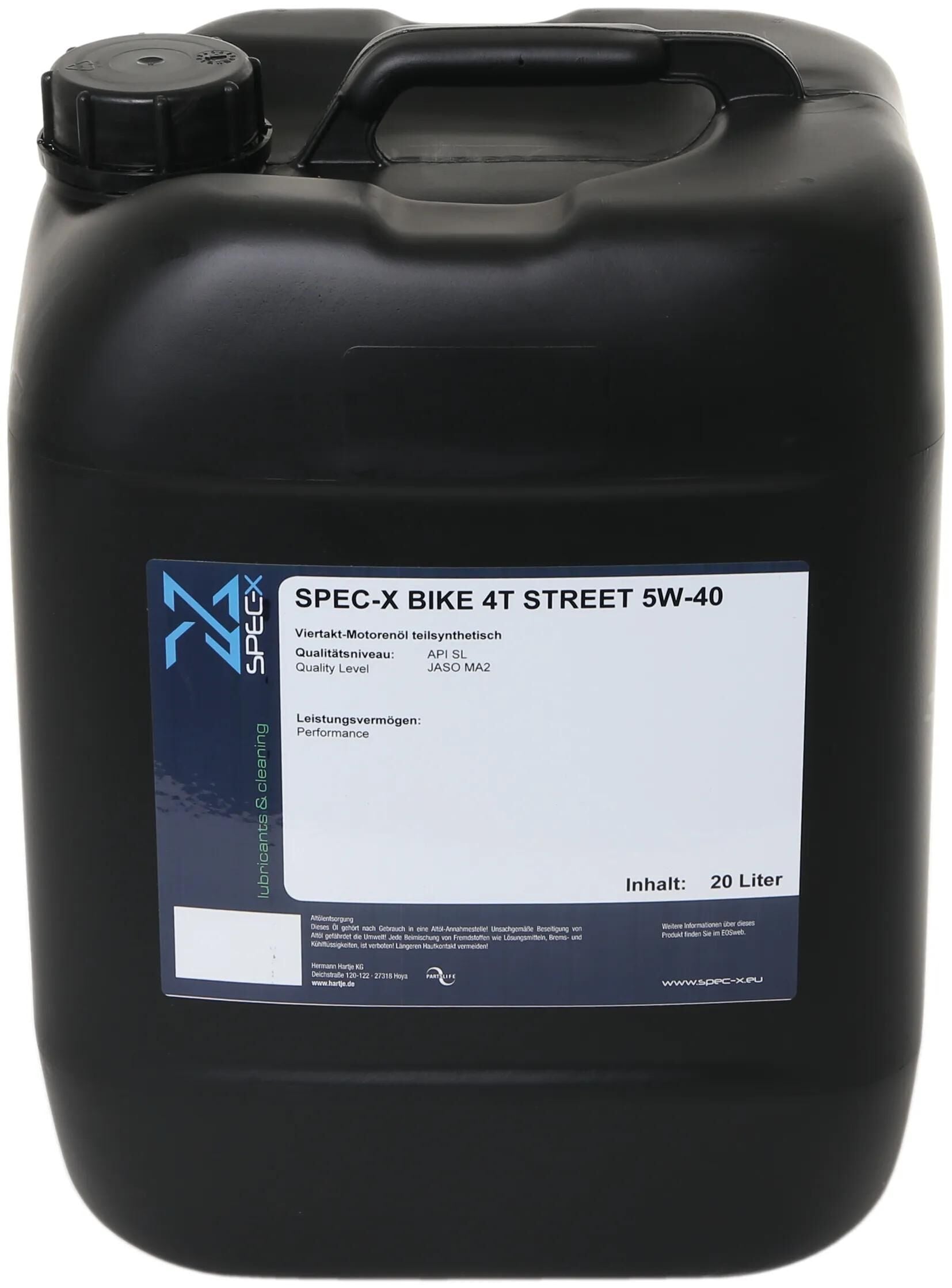 Spec-x motoröl bike 4t street motor oil 4t 5w-40 stree 20l bike