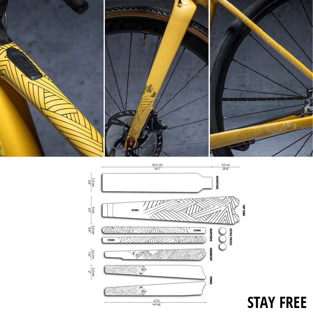 Dyedbro stay free gravel frame protection kit | black matte