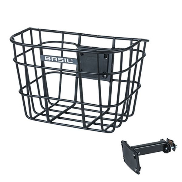 Basil Bremen Alu FM - bicycle basket - front - including Basil FM stem holder - black