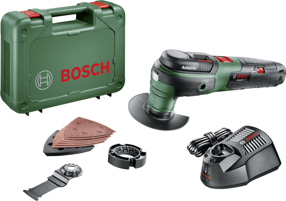 Bosch groen universalmulti 12 12v li-ion accu multitool set in koffer met 1 x 2,5ah accu - 0603103001