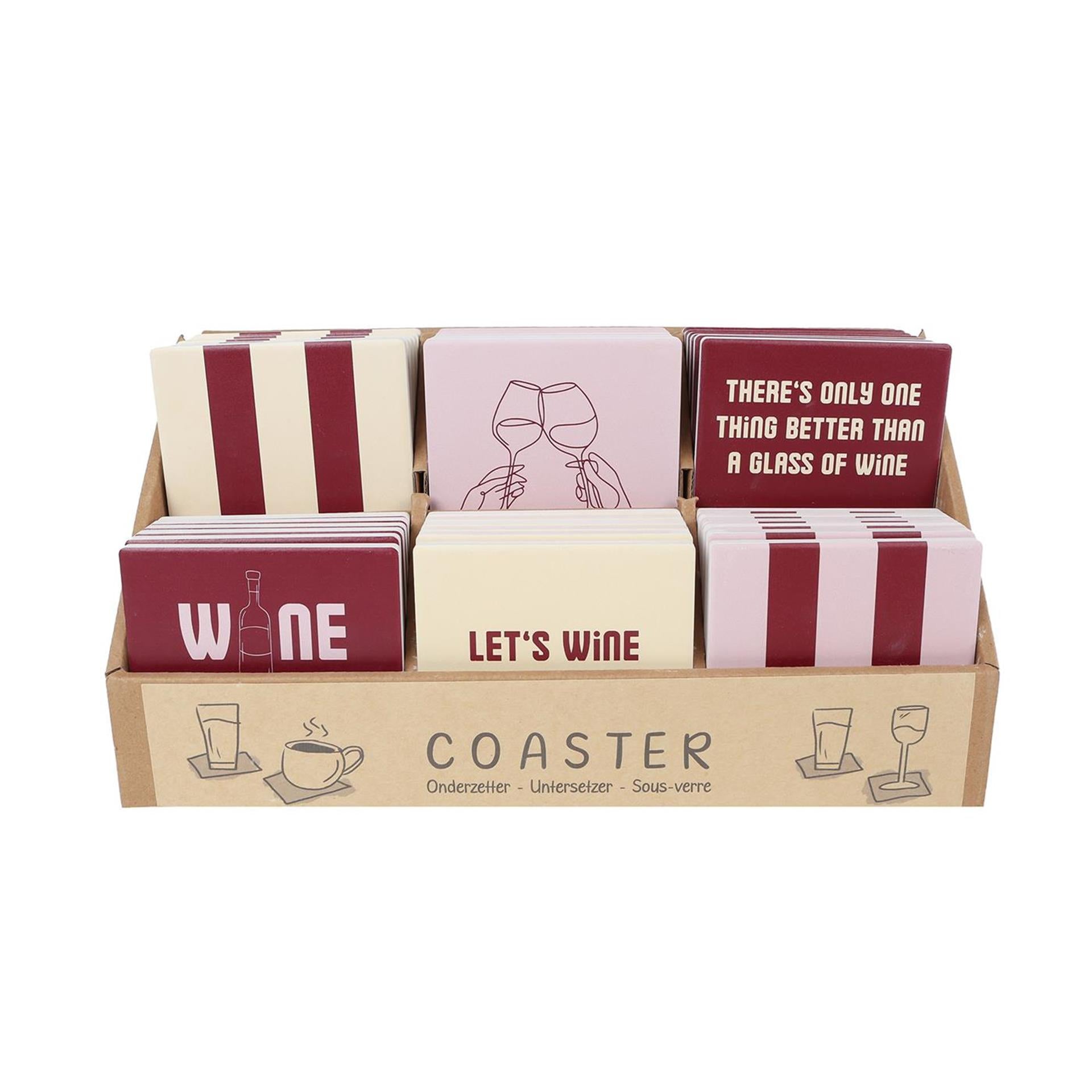 Onderzetter wine aardewerk 10x10cm 6 assorti