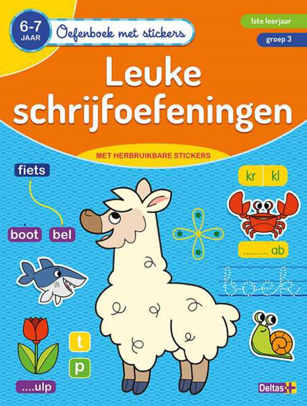 Deltas oefenboek met stickers - leuke schrijfoefeningen (6-7 jaar)
