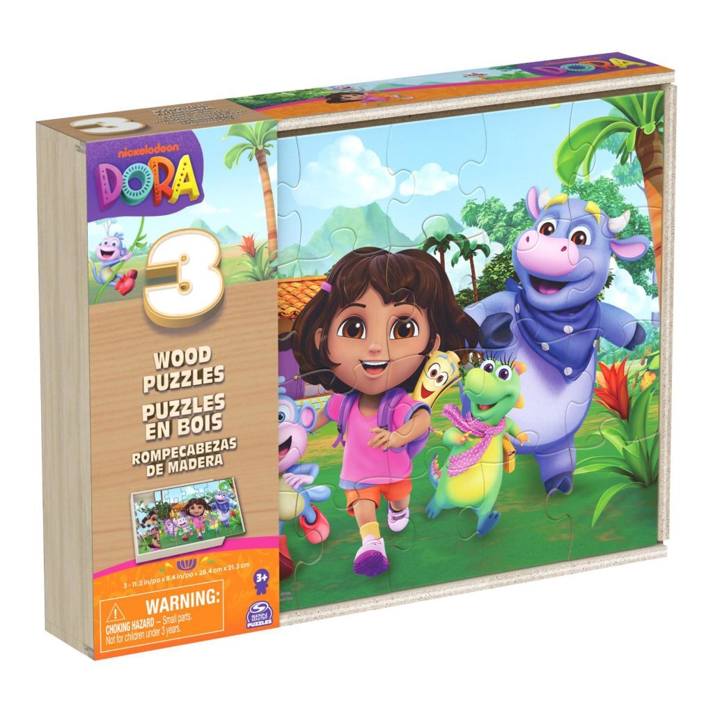 Dora 3in1 houten puzzel 3x24 stukjes