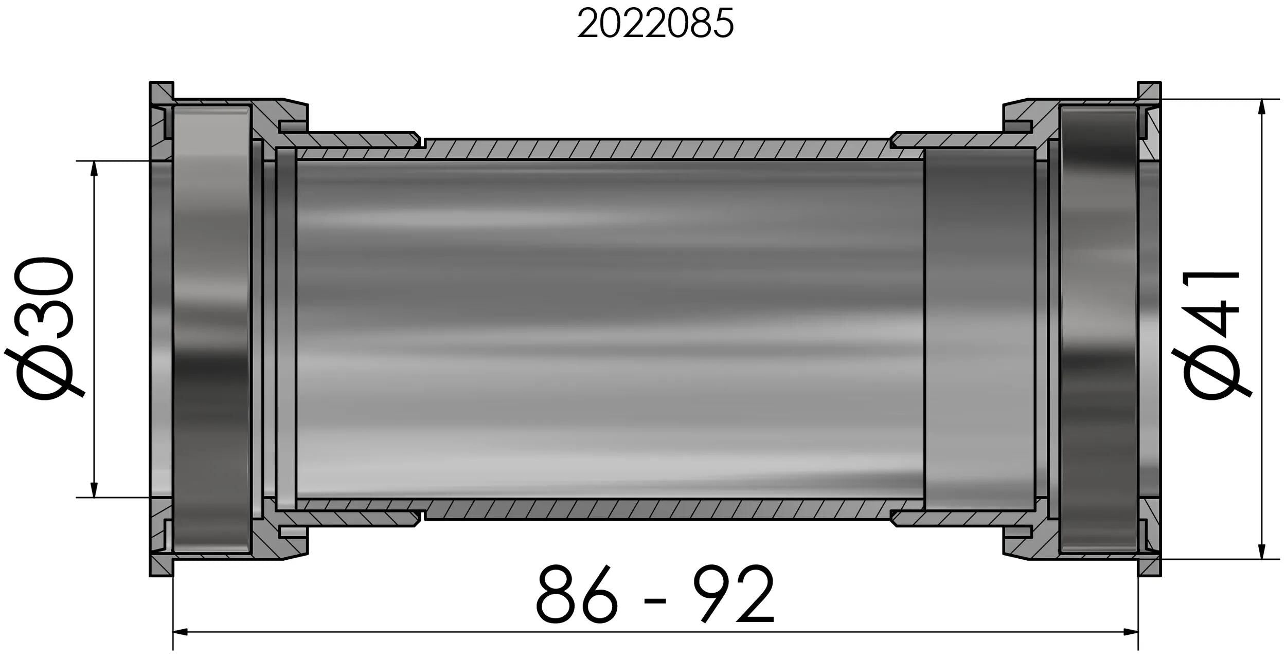 Elvedes trapas pressfit bb86 92 41mm voor 30mm