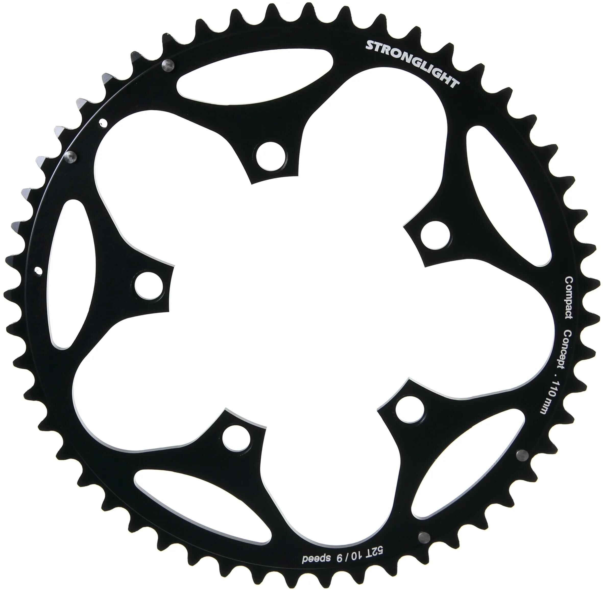 Stronglight kettenblatt chain ring strongl. 52t alu black