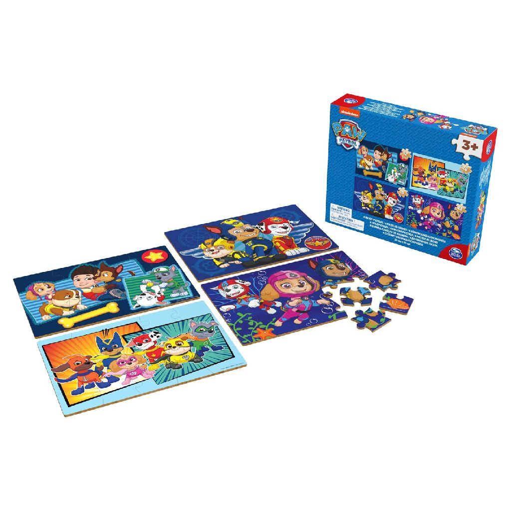 Paw Patrol schoenendoos 4 houten puzzels 12-16-20-24 stukjes