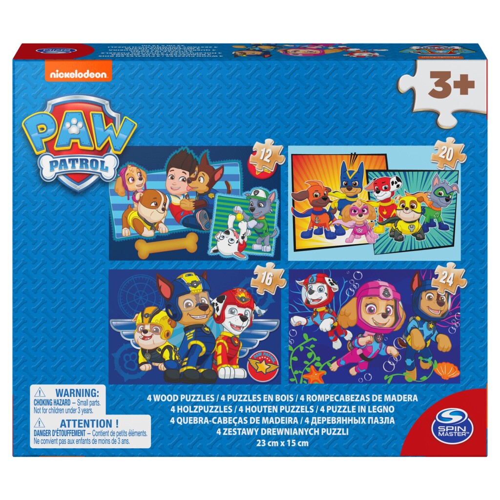Paw Patrol schoenendoos 4 houten puzzels 12-16-20-24 stukjes
