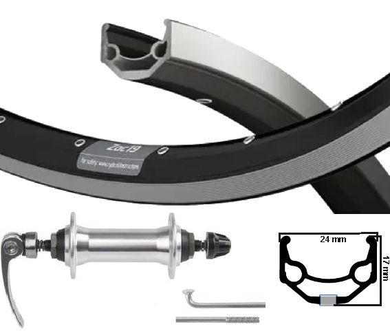 Kgs voorwiel 28 inch (622) zac19 zwart zilver uitvalnaaf