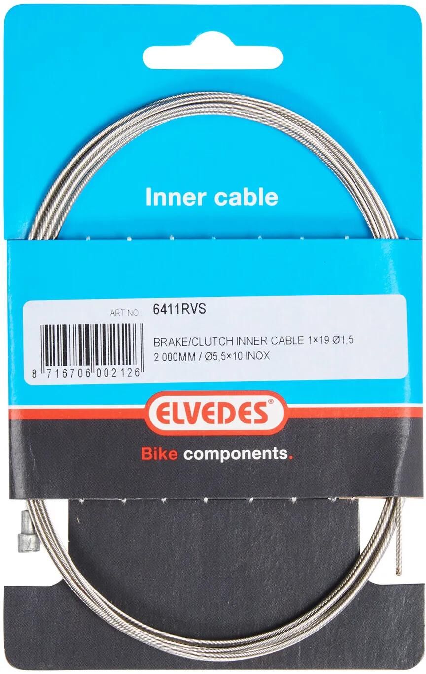 Rem binnenkabel elvedes 2 000 mm 1×19 draads RVS ø1,5mm met v-nippel ø5,5 × 10