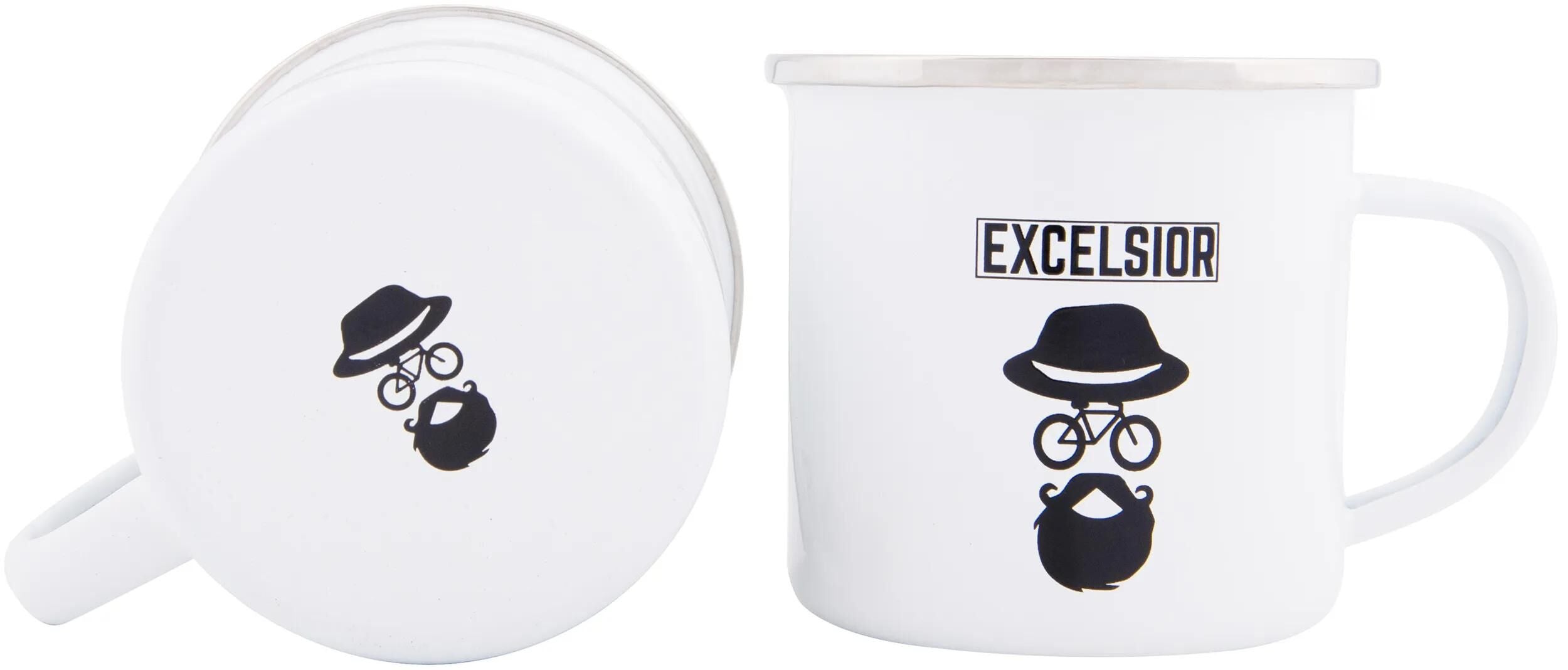 Excelsior becher mug 250ml 300ml white chrome rim
