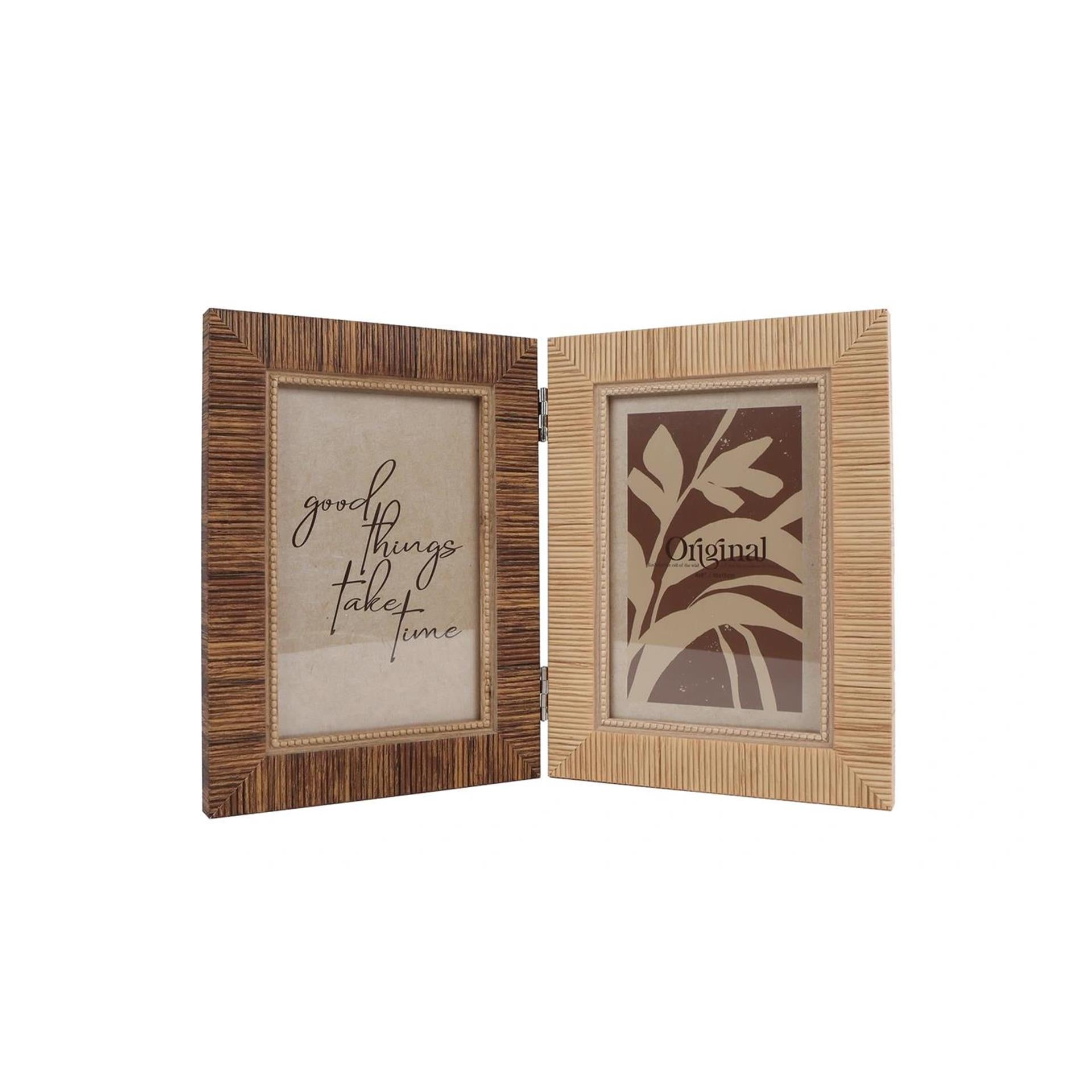 Fotolijst willow dubbel (10x15) beige bruin polystone 30x20x2cm