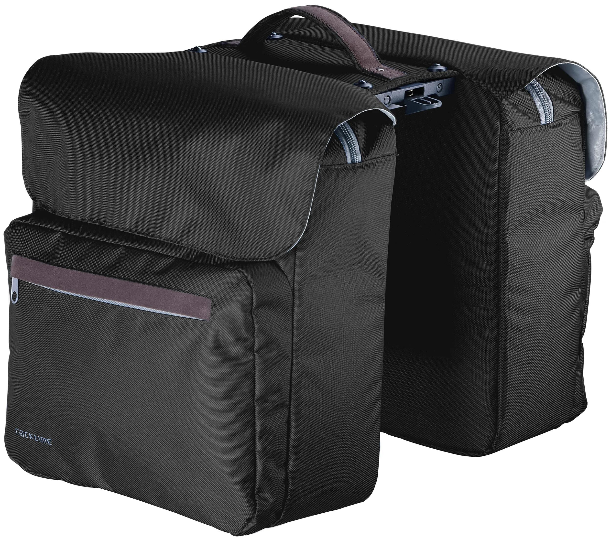 Tubus racktime ture dubbele fietstas snapit 2.0 carbon zwart