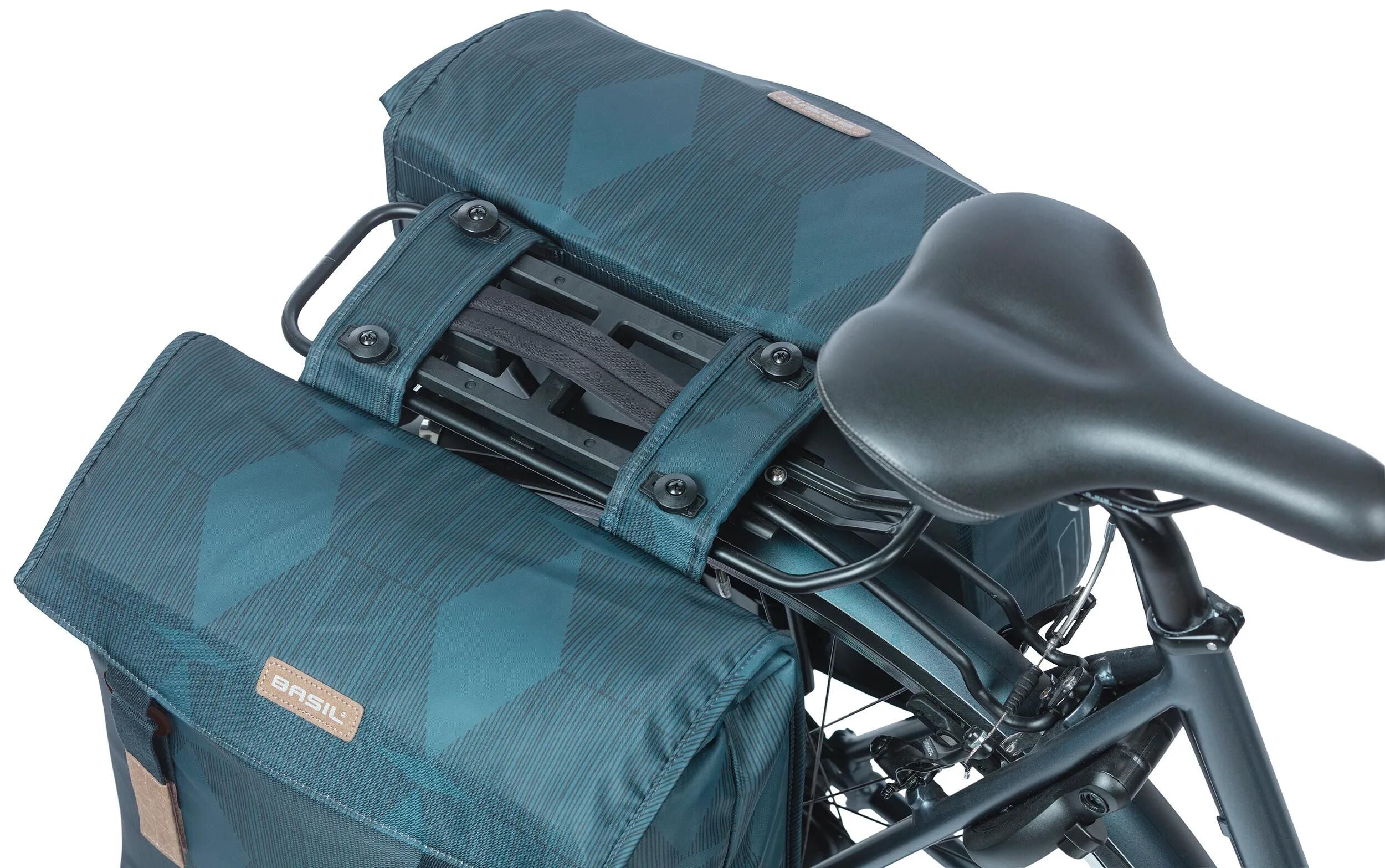 Basil dubbele fietstas elegantie mik 40-49 liter - estate blauw