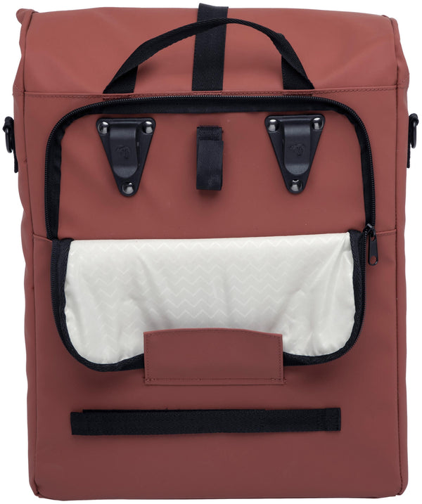 Odense Single - spacious single pannier - unisex - water-repellent polyester - rust - 17.5L