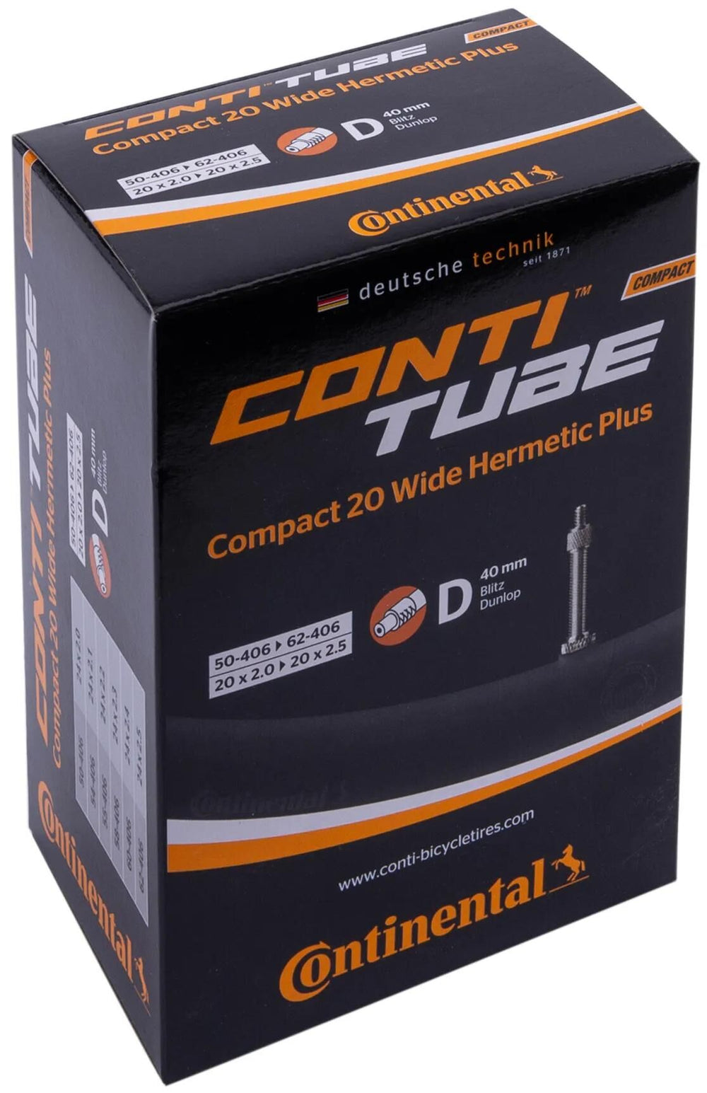 Continental binnenband compact 20 wide hermetic plus tube conti compact 20 wide her.plus dv 40mm