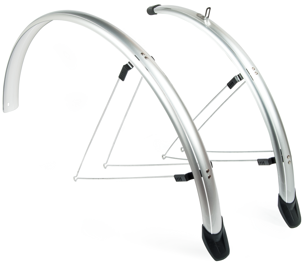 Garde-boue Eurofender Sporty 26 58 mm de large, argent. Avant et arrière. OR type plastique