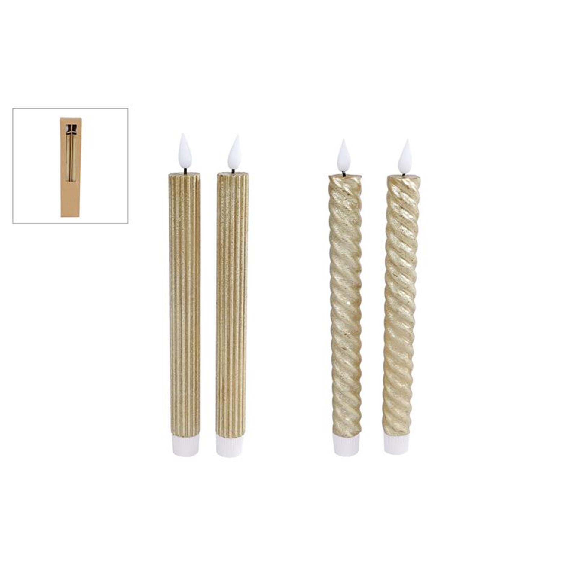 Kaars led bewegend licht met timer goud 2 stuks