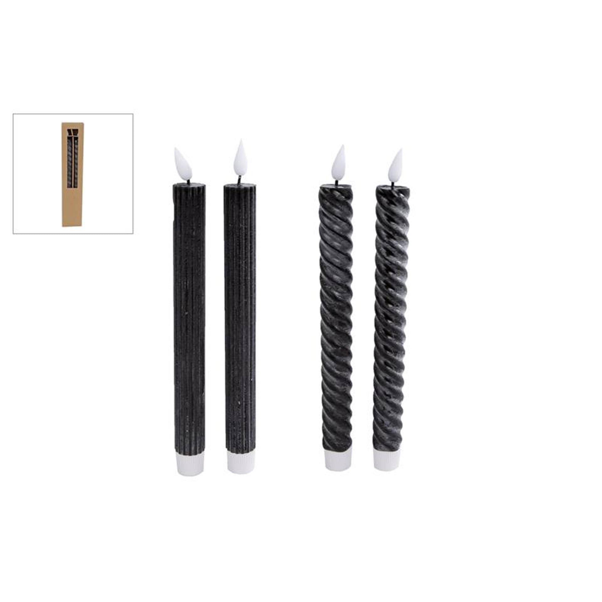 Kaars led bewegend licht met timer zwart 2 stuks