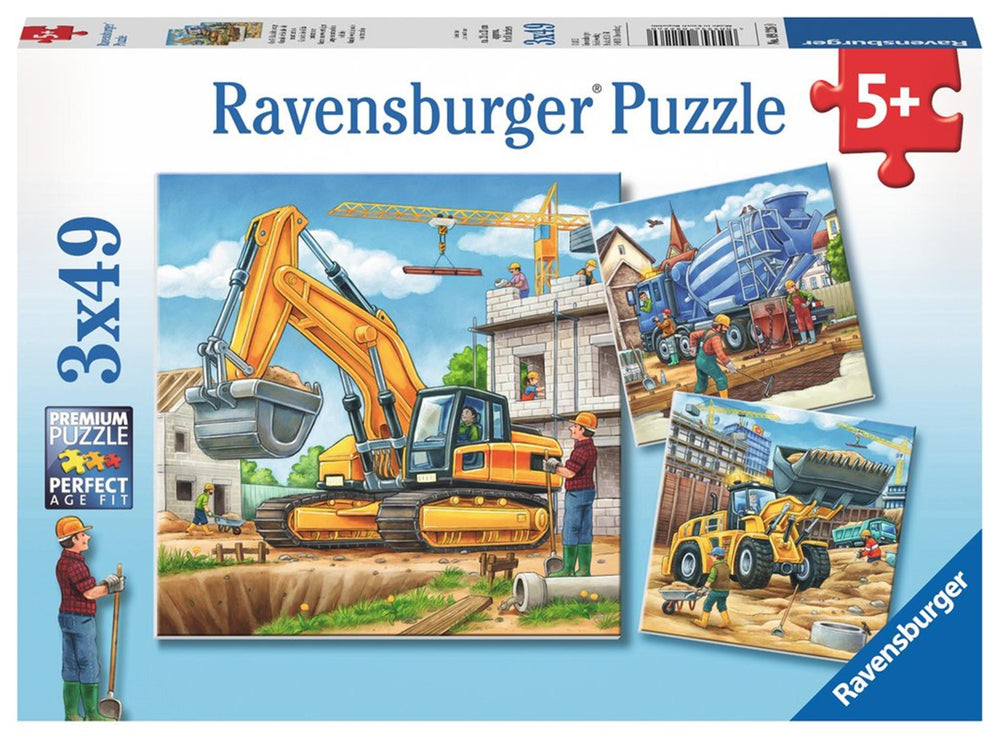 Ravensburger puzzel grote bouwvoertuigen - 3x49 stukjes - kinderpuzzel