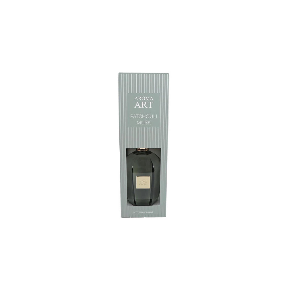 Geurverspreider aroma art patchouli musk 800ml groen glas 12x12x39cm