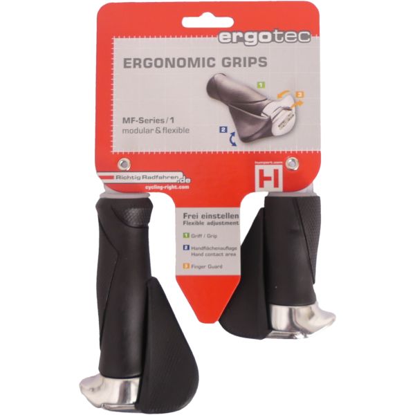 Paire de poignées Ergotec MF1 kraton aluminium 130+87 mm - noir