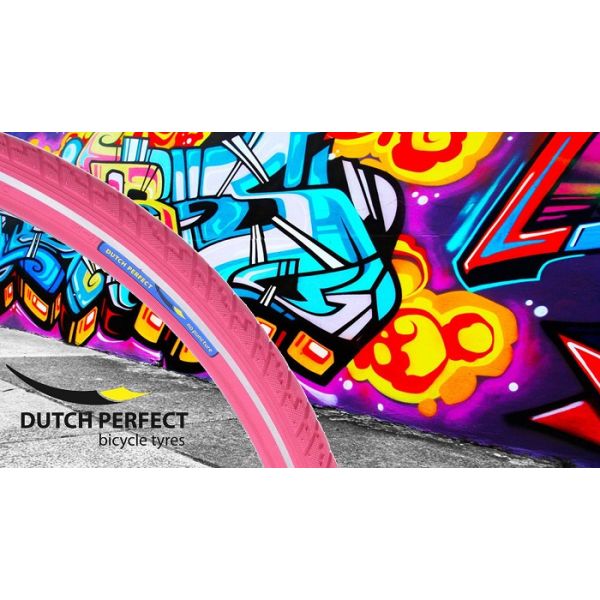 Dutch perfect buitenband 28 x 1 ½ 40-635 geen lek - roze met reflectie