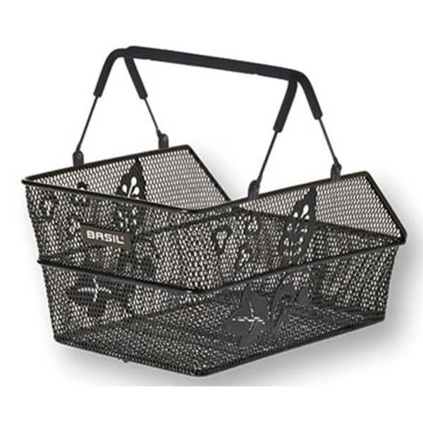 Basil Cento S Flower Multi - bicycle basket - rear - small - black