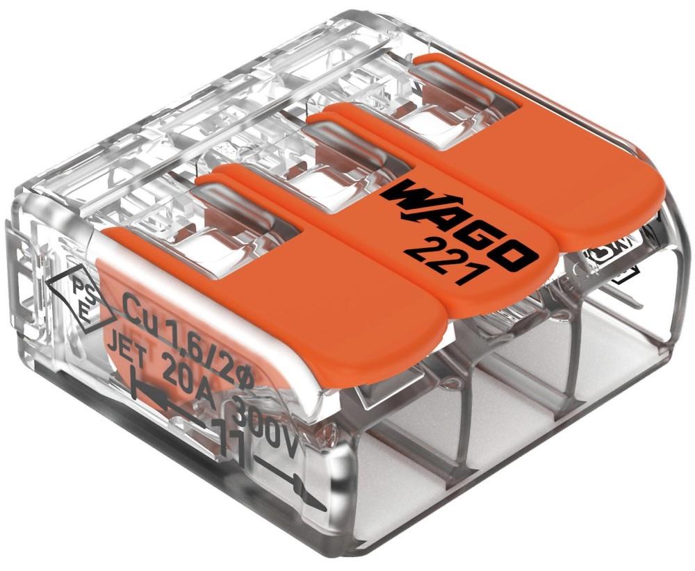 Enzo wago lasklem hersluitbaar 3-voudig max.4qmm 221-413 | doos 50 stuks - 4047213