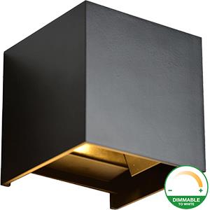 Led wandlamp 2x3w up down vierkant zwart dtw - 5082074
