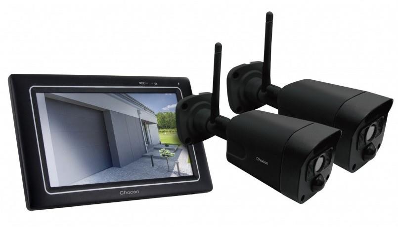 Chacon draadloze bewakingsset met display + 2 wifi outdoor camera`s - 7900025