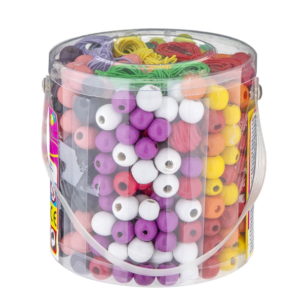 Bucket with Wooden Beads, 250gr.