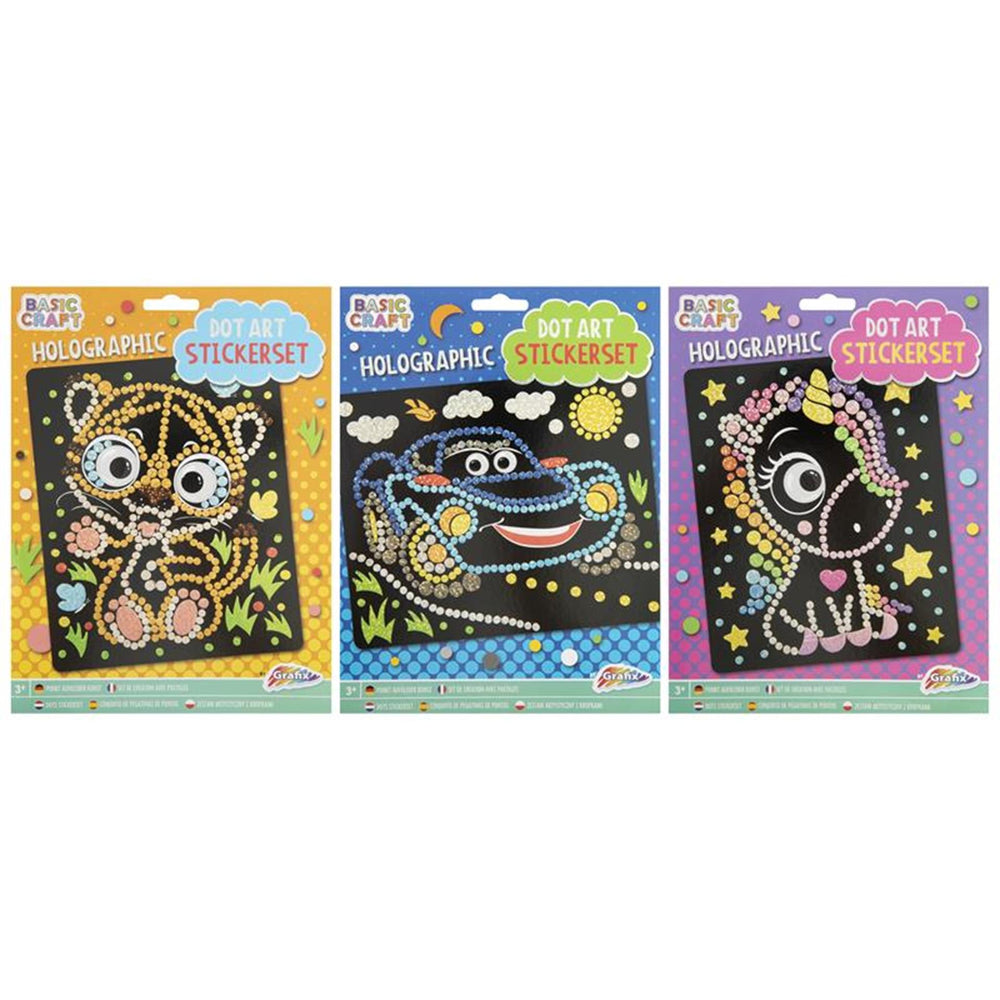 Grafix holografische stippen stickerset, 3 stuks 22 x 18 cm