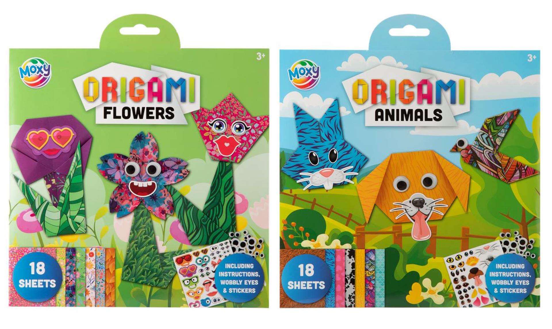 Moxy origami 19.5x19.5cm 18 velen 2 assorti bloemen dieren