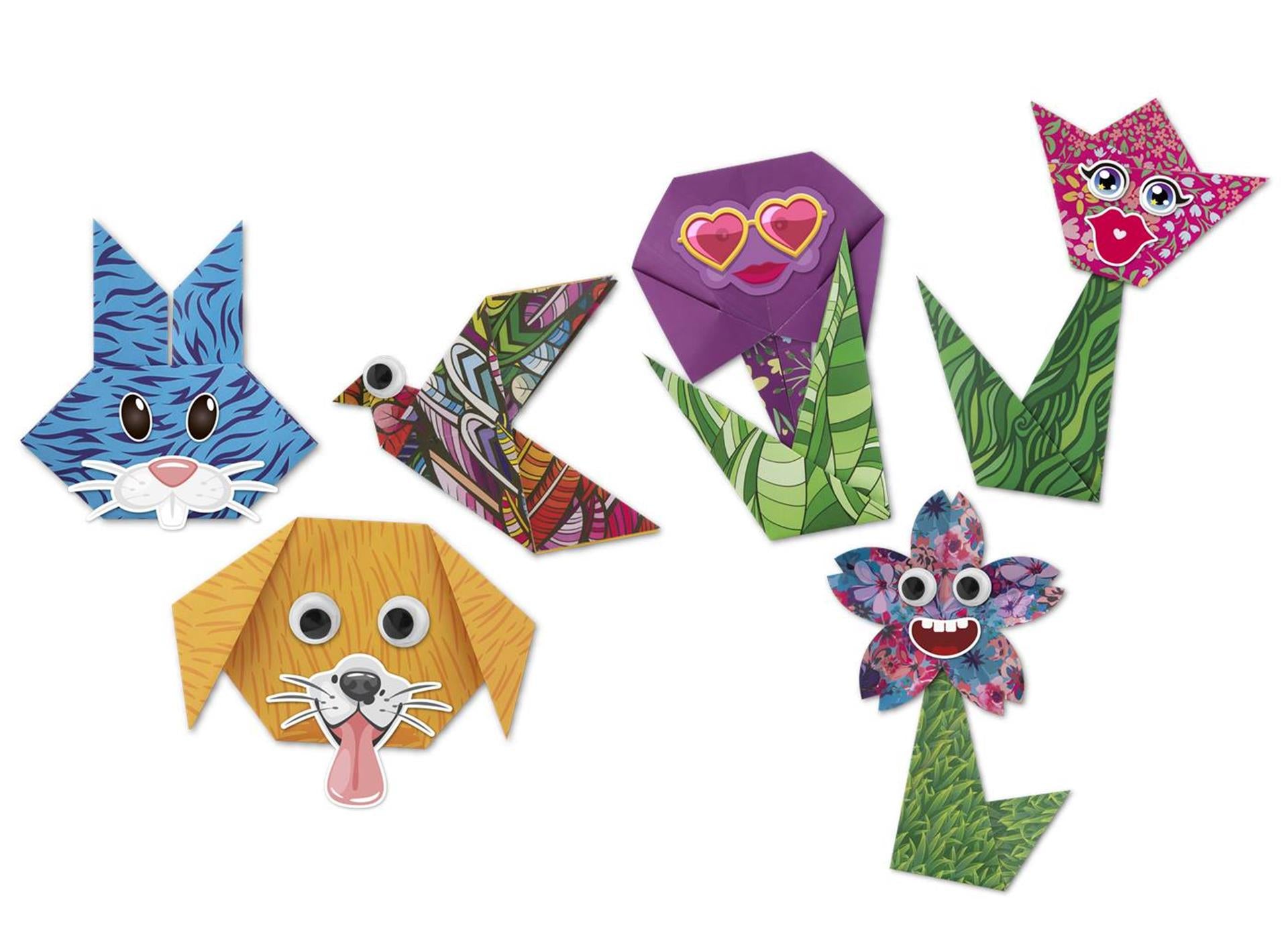 Moxy origami 19.5x19.5cm 18 velen 2 assorti bloemen dieren