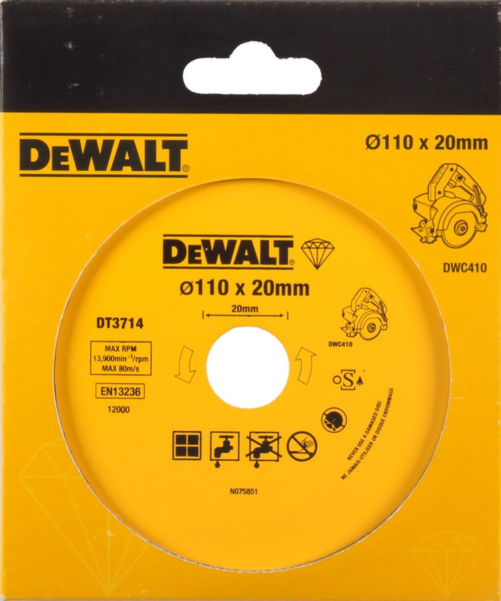 Dewalt - serie dt3714-qz - diamantschijf - 110mm - keramiek en gres