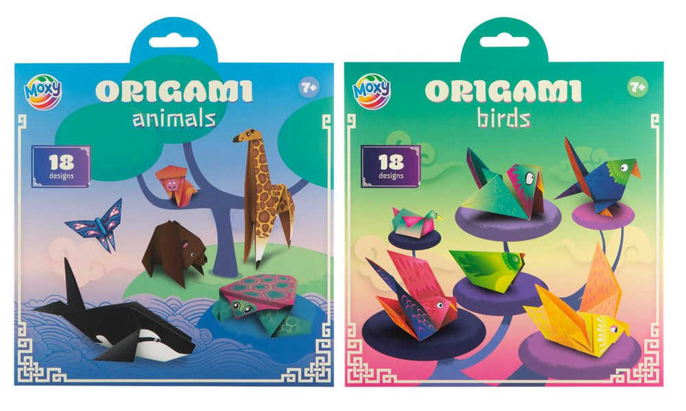 Moxy origami, 19,5x19,5cm 12 vellen 2 assorti dieren vogels