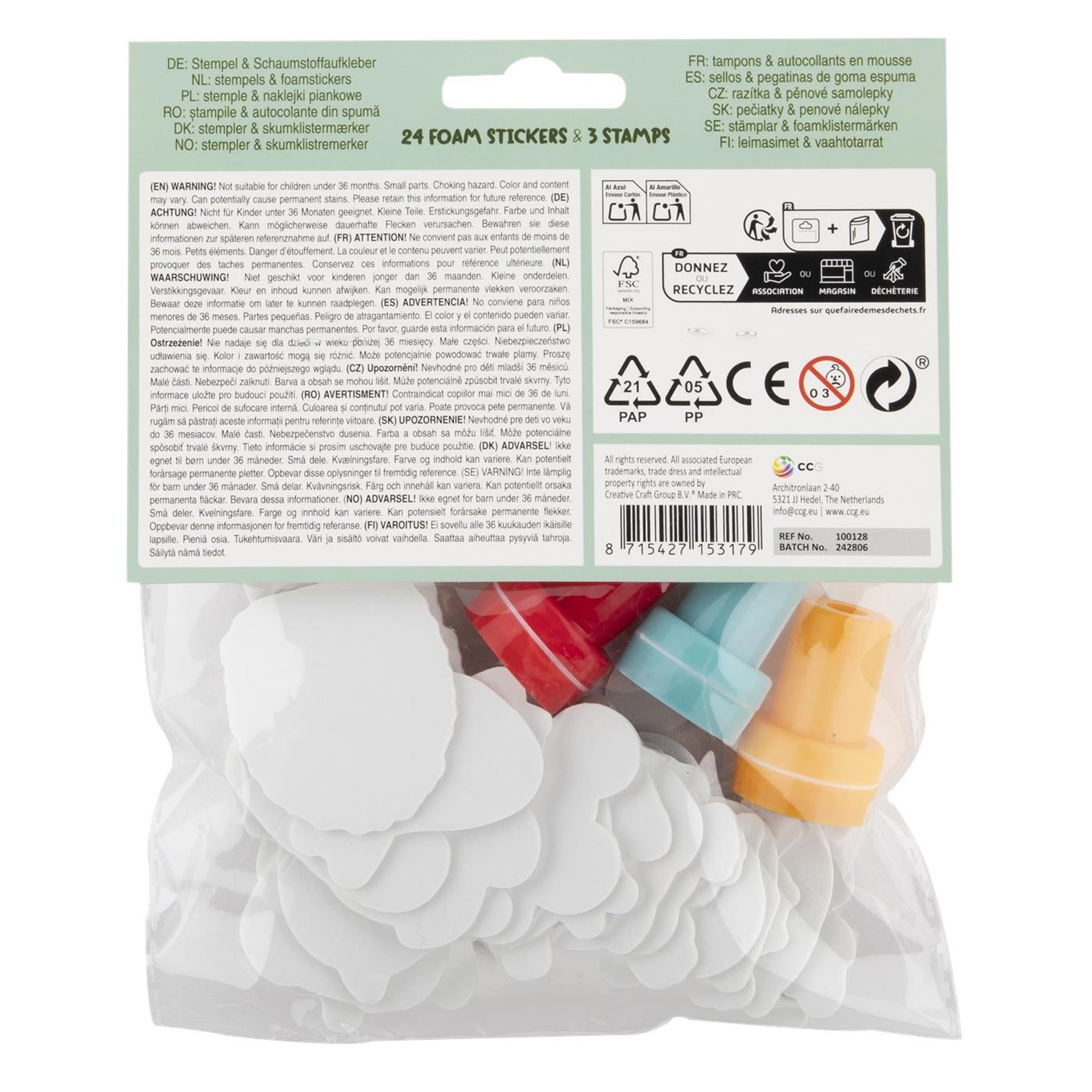 Moxy zelfinktende stempels, 3st. en foamstickers