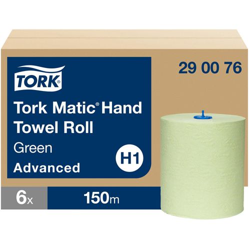 Handdoekrollen tork matic advanced papier 2-laags groen pak 6 rollen