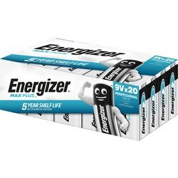 Batterij energizer max plus 9v 20 stuks
